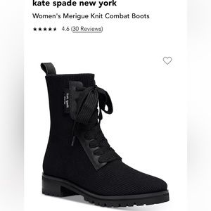 Kate Spade Merigue Lug Sole Knit Combat Boots Size 8, EUC